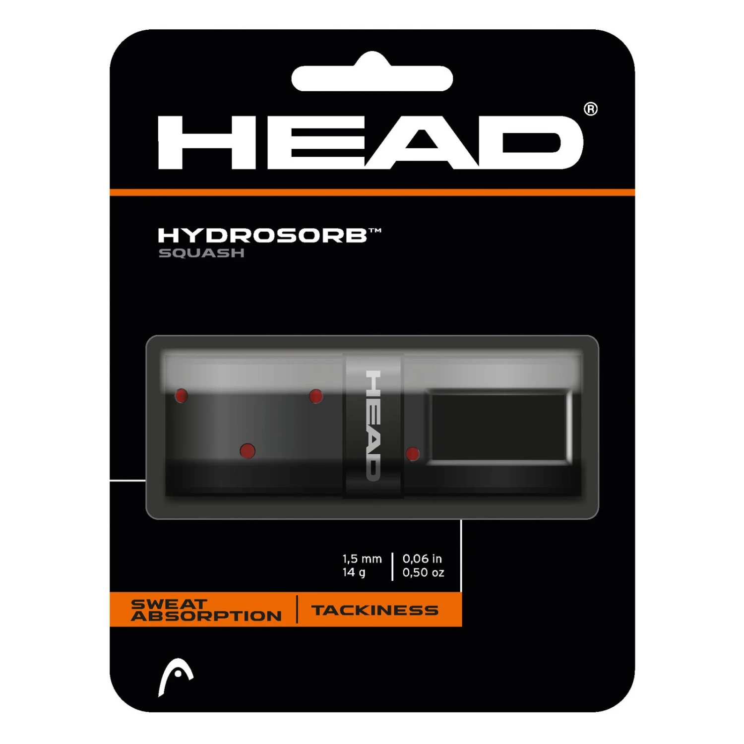 Head Hydrosorb Squash Replacement Grip (Black) 1 Head Hydrosorb Squash Replacement Grip (Black)