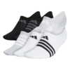 Adidas Women's Superlite 3 Stripe No-Show Socks (Black/Grey/White)