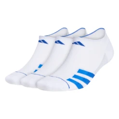 Adidas Men's Superlite 3 Stripe No-Show Socks (White)