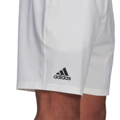 Adidas Men's Club Stretch Woven 7-Inch Shorts (White/Black) -Head Store GH7222 APP on model detail 2 white