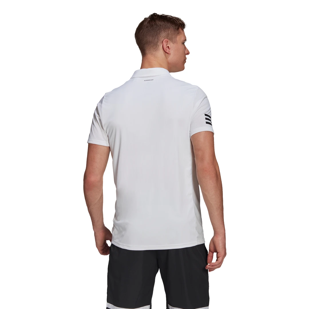 Adidas Men's Club 3 Stripes Polo (White/Black) 3 Adidas Men's Club 3 Stripes Polo (White/Black) - Image 3