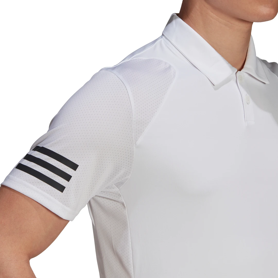 Adidas Men's Club 3 Stripes Polo (White/Black) 5 Adidas Men's Club 3 Stripes Polo (White/Black) - Image 5