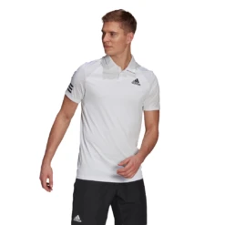 Adidas Men's Club 3 Stripes Polo (White/Black)