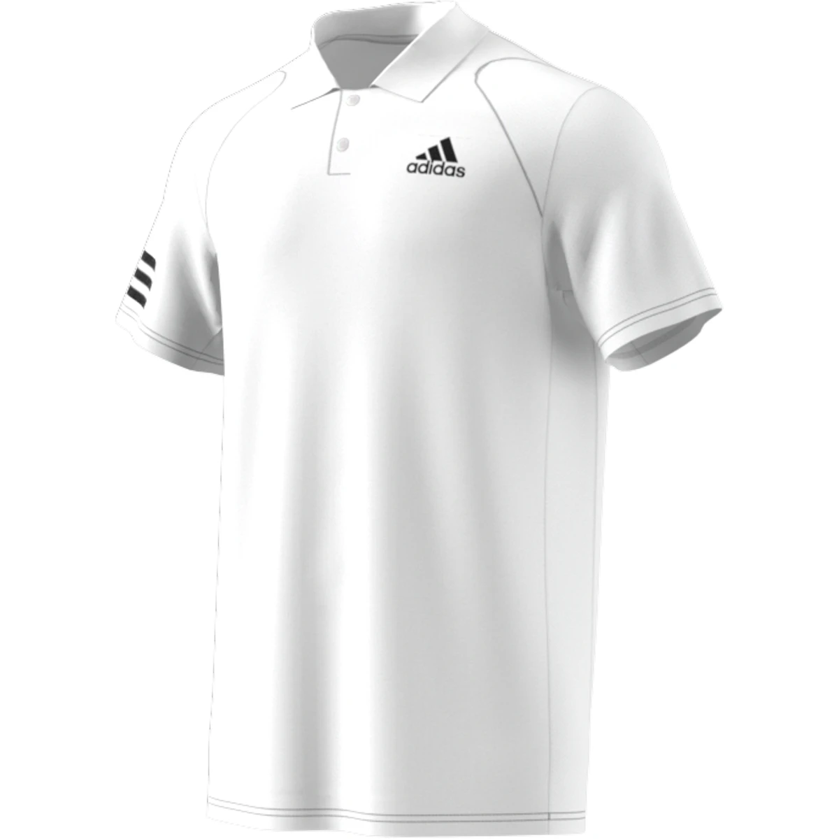 Adidas Men's Club 3 Stripes Polo (White/Black) 8 Adidas Men's Club 3 Stripes Polo (White/Black) - Image 8