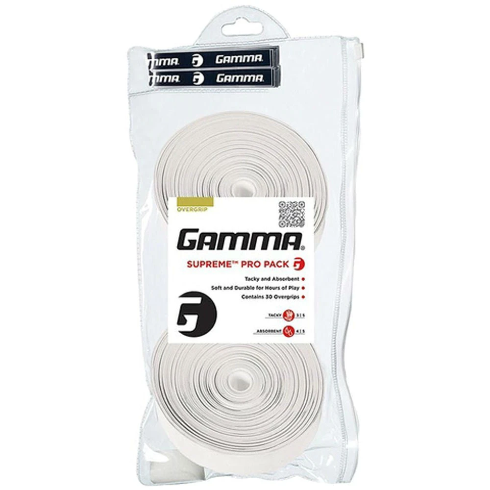 Gamma Supreme Overgrip 30 Pack (White) 1 Gamma Supreme Overgrip 30 Pack (White)