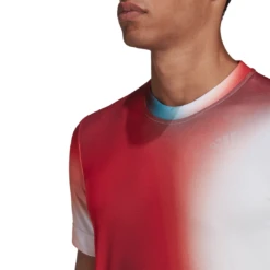 Adidas Men's Melbourne FreeLift Printed Top (White/Vivid Red/Black) -Head Store H67126 APP on model detail 2 white