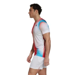 Adidas Men's Melbourne FreeLift Printed Top (White/Vivid Red/Black) -Head Store H67126 APP on model side white