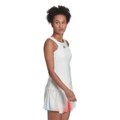 Adidas Women's Tennis Y-Tank Top (White) 11 Adidas Women's Tennis Y-Tank Top (White) -Head Store HF0842 APP on model walking white