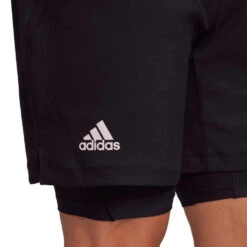 Adidas Men's US Series Two-In-One 7-inch Shorts (Black) -Head Store HH9474 8 APPAREL OnModel DetailView2 transparent