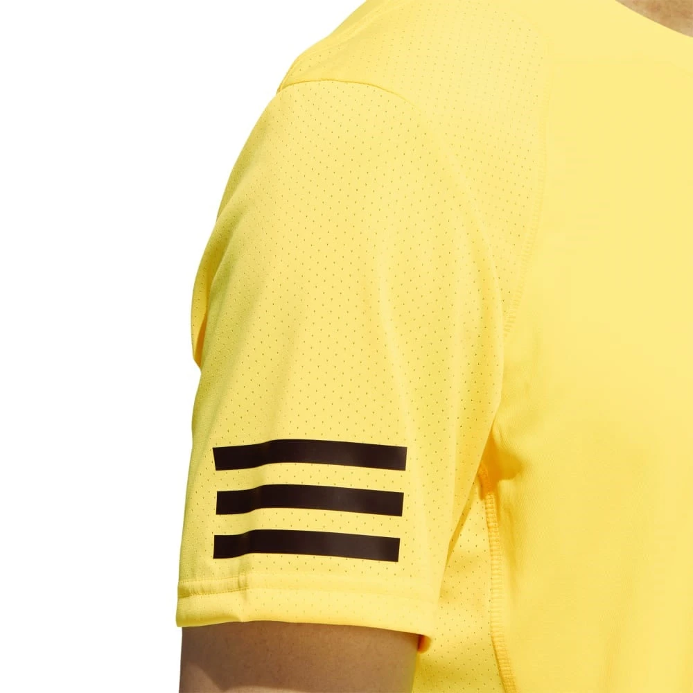 Adidas Men's Club 3 Stripes Top (Yellow) 2 Adidas Men's Club 3 Stripes Top (Yellow) - Image 2
