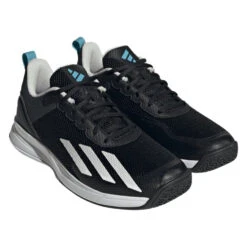 Adidas Courtflash Speed Men's Tennis Shoe (Black/White) -Head Store HQ8482 6 FOOTWEAR Photography FrontLateralTopView transparent