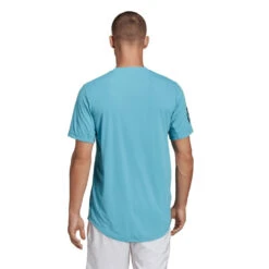 Adidas Men's 3 Stripe Club Top (Blue) -Head Store HS3263 5 APPAREL OnModel BackView transparent