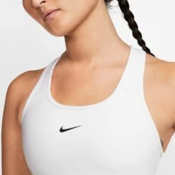 Nike Women's Dri-FIT Swoosh Medium Support 1 Piece Pad Sports Bra (White/Black) -Head Store dri fit swoosh support 1 piece pad sports bra mx9N8j 413f4291 747b 404b 90a3 3ccd5b532ce2