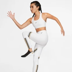 Nike Women's Dri-FIT Swoosh Medium Support 1 Piece Pad Sports Bra (White/Black) -Head Store dri fit swoosh support 1 piece pad sports bra mx9N8j 765f138a 54f6 43df 8caf 190e52b2a4e1