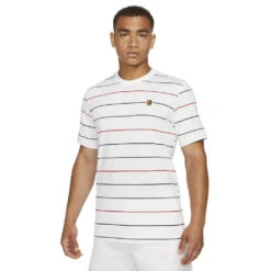 Nike Men's Striped Tennis Top (White)