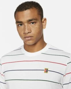 Nike Men's Striped Tennis Top (White) -Head Store nikecourt mens striped tennis t shirt DxR5D5 dbdfebfa 85c4 4b49 963e b44b4e28ce59